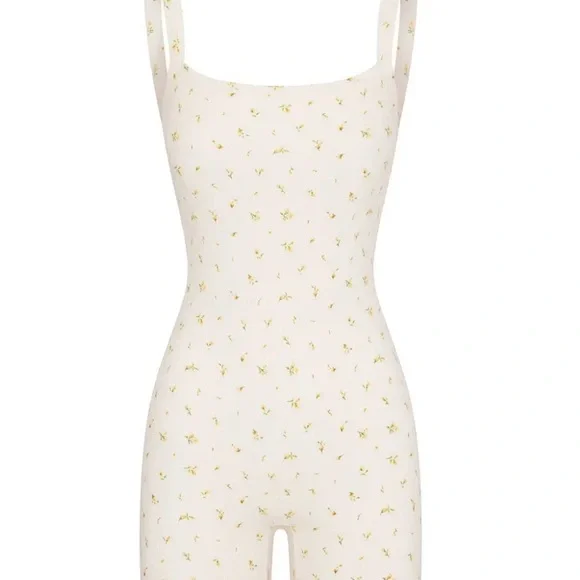 Skims Women's Cotton Rib Low Back Onesie - Marigold Rosebud Print - Picture 3 of 8